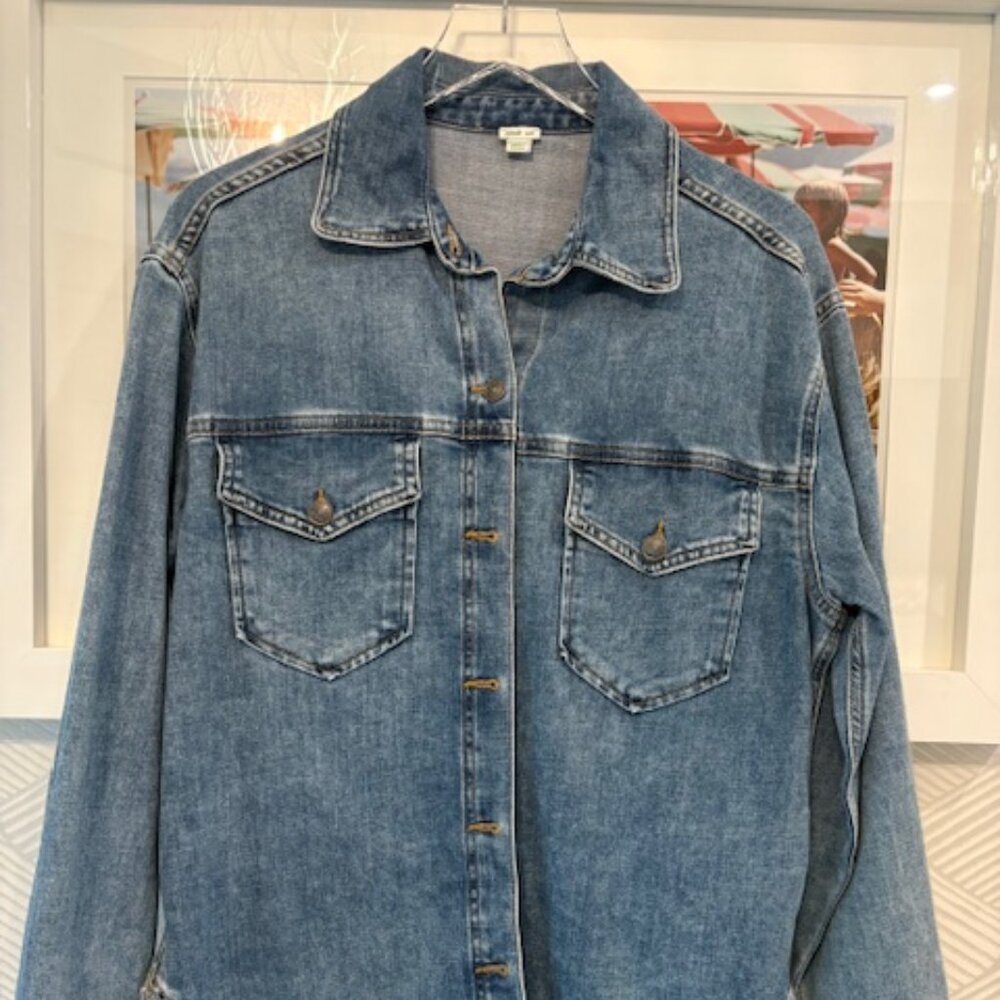 aerie Medium Wash Denim Button-Down Shirt Jacket